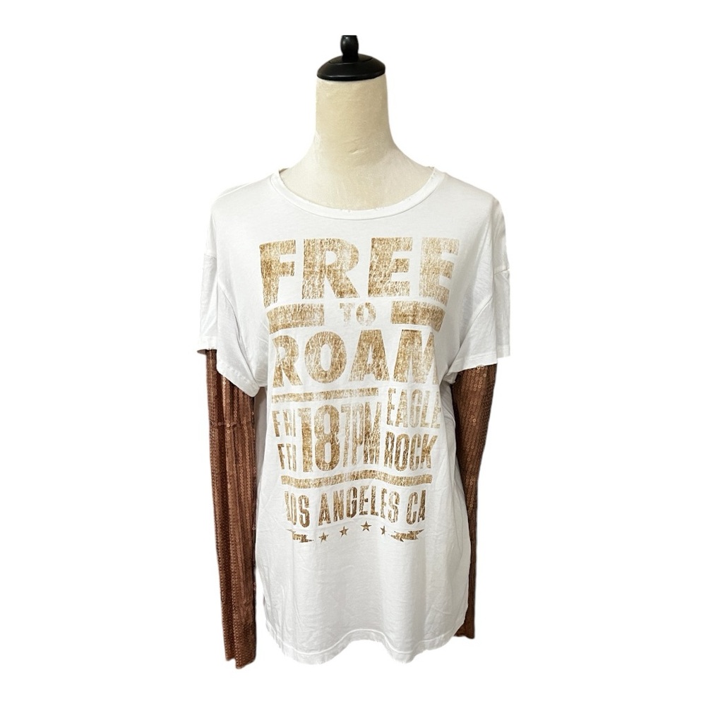 Free People Distressed Free To Roam TShirt